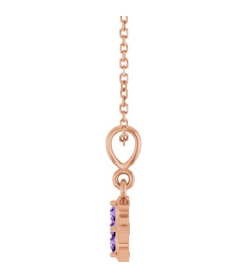 88717 Necklace Set 14K Rose Round Lab-Grown Purple Sapphire 2 Mm 16-18 In Polished Lab-Grown Purple Sapphire Four Stone Necklace