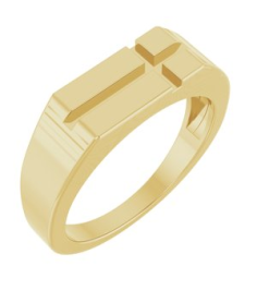 R50060 Ring 14K Yellow Polished Rectangle Cross Signet Ring
