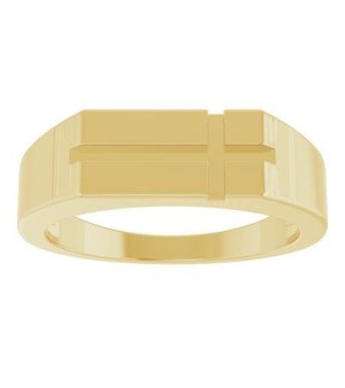 R50060 Ring 14K Yellow Polished Rectangle Cross Signet Ring