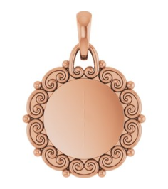 88693 Pendant 14K Rose 16.6 X 12.1 Mm Polished Engravable Scroll Pendant