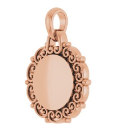 88693 Pendant 14K Rose 16.6 X 12.1 Mm Polished Engravable Scroll Pendant