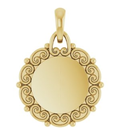 88693 Pendant 14K Yellow 16.6 X 12.1 Mm Polished Engravable Scroll Pendant