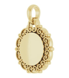 88693 Pendant 14K Yellow 16.6 X 12.1 Mm Polished Engravable Scroll Pendant
