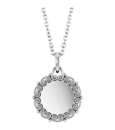 88693 Necklace Sterling Silver 16.6 X 12.1 Mm 16-18 In Polished Engravable Scroll Necklace