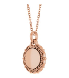 88693 Necklace 14K Rose 16.6 X 12.1 Mm 16-18 In Polished Engravable Scroll Necklace