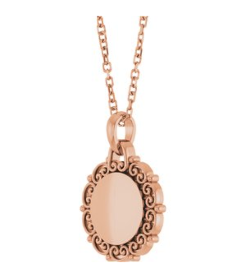 88693 Necklace 14K Rose 16.6 X 12.1 Mm 16-18 In Polished Engravable Scroll Necklace
