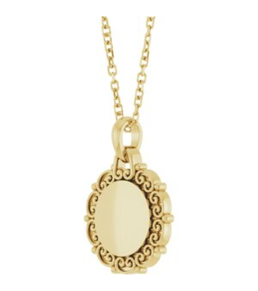 88693 Necklace 14K Yellow 16.6 X 12.1 Mm 16-18 In Polished Engravable Scroll Necklace