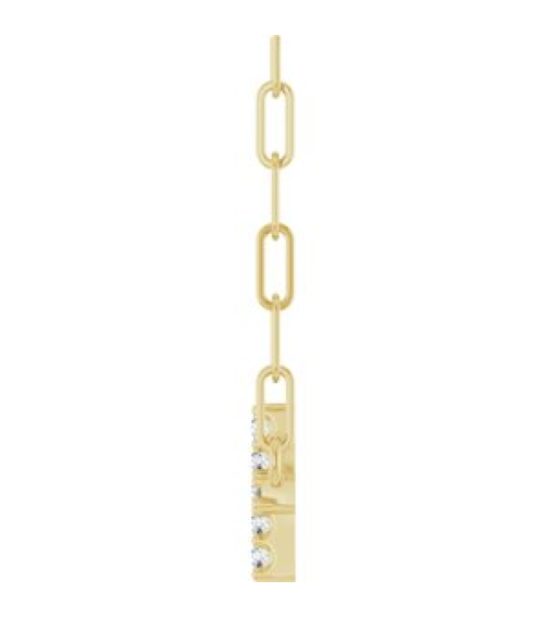R50063 Necklace Set 14K Yellow Round Natural Diamond 12 X 6 Mm 1Mm 0.05 Ctw I1, G-H 18 In Polished .05 Ctw Natural Diamond Sideways Cross Paperclip Necklace