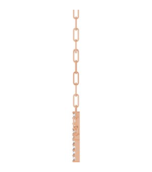 R50063 Necklace Set 14K Rose Round Natural Diamond 19.3 X 10.8 Mm 1Mm 0.08 Ctw I1, G-H 18 In Polished .08 Ctw Natural Diamond Sideways Cross Paperclip Necklace