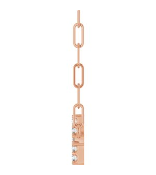 R50063 Necklace Set 14K Rose Round Natural Diamond 12 X 6 Mm 1Mm 0.05 Ctw I1, G-H 18 In Polished .05 Ctw Natural Diamond Sideways Cross Paperclip Necklace