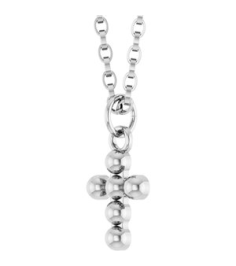 R50073 Necklace 14K White 12.3 X 6 Mm 18 In Polished Beaded Cross Necklace