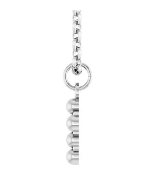 R50073 Necklace 14K White 12.3 X 6 Mm 18 In Polished Beaded Cross Necklace