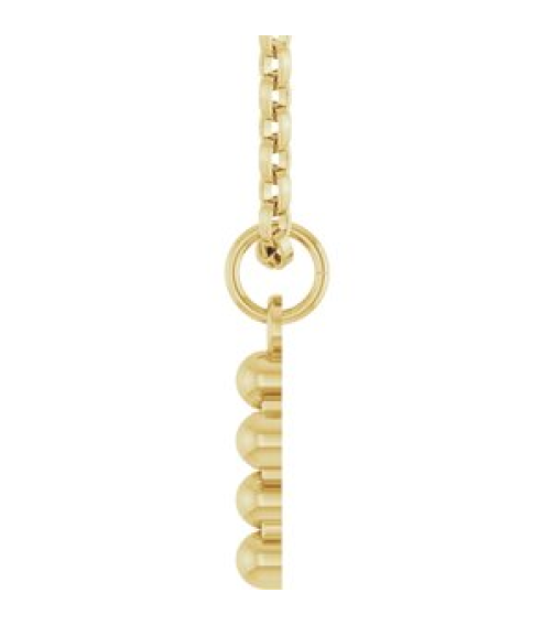 R50073 Necklace 14K Yellow 12.3 X 6 Mm 18 In Polished Beaded Cross Necklace