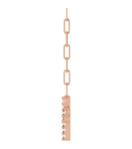 R50063 Necklace Set 14K Rose Round Natural Diamond 16 X 8.2 Mm 1Mm 0.06 Ctw I1, G-H 18 In Polished .06 Ctw Natural Diamond Sideways Cross Paperclip Necklace