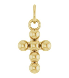 R50073 Pendant 14K Yellow 12.3 X 6 Mm Polished Beaded Cross Pendant