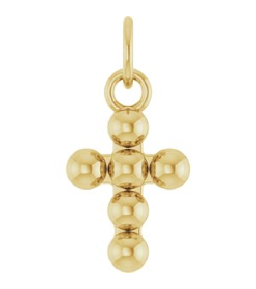 R50073 Pendant 14K Yellow 12.3 X 6 Mm Polished Beaded Cross Pendant