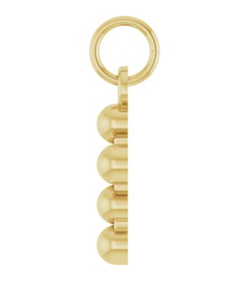 R50073 Pendant 14K Yellow 12.3 X 6 Mm Polished Beaded Cross Pendant