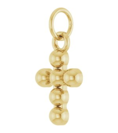R50073 Pendant 14K Yellow 12.3 X 6 Mm Polished Beaded Cross Pendant