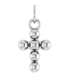 R50073 Pendant 14K White 12.3 X 6 Mm Polished Beaded Cross Pendant