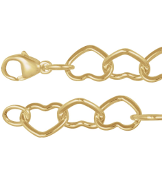 Ch1259 14K Yellow Gold Filled Heart 9 Mm 7 In Lobster Clasp Polished Heart Chain