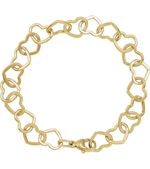Ch1259 14K Yellow Gold Filled Heart 9 Mm 7 In Lobster Clasp Polished Heart Chain