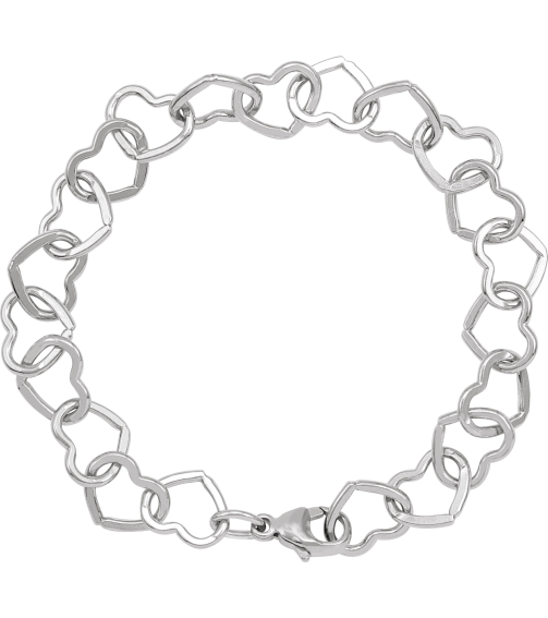 Ch1259 Sterling Silver Heart 9 Mm 7 In Lobster Clasp Polished Heart Chain