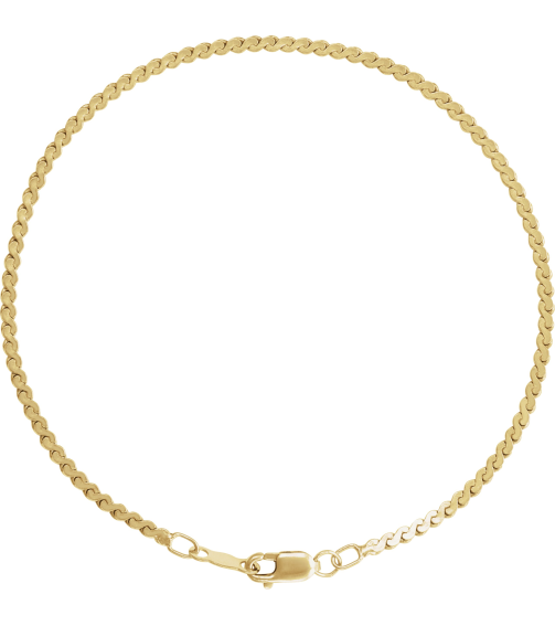 Ch902 14K Yellow Serpentine 1.7 Mm 7 In Lobster Clasp Polished Serpentine Chain