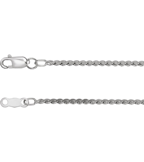 Ch902 Sterling Silver Serpentine 1.7 Mm 16 In Lobster Clasp Polished Serpentine Chain