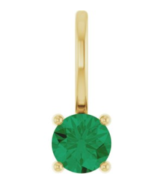 87768 Pendant Set 14K Yellow Round Lab-Grown Emerald 4 Mm Polished Lab Grown Emerald Pendant