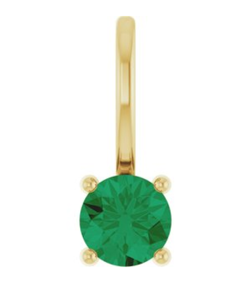 87768 Pendant Set 14K Yellow Round Lab-Grown Emerald 4 Mm Polished Lab Grown Emerald Pendant