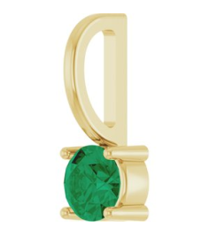 87768 Pendant Set 14K Yellow Round Lab-Grown Emerald 4 Mm Polished Lab Grown Emerald Pendant