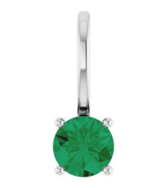 87768 Pendant Set 14K White Round Lab-Grown Emerald 4 Mm Polished Lab Grown Emerald Pendant