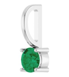 87768 Pendant Set 14K White Round Lab-Grown Emerald 4 Mm Polished Lab Grown Emerald Pendant