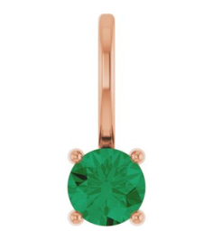 87768 Pendant Set 14K Rose Round Lab-Grown Emerald 4 Mm Polished Lab Grown Emerald Pendant