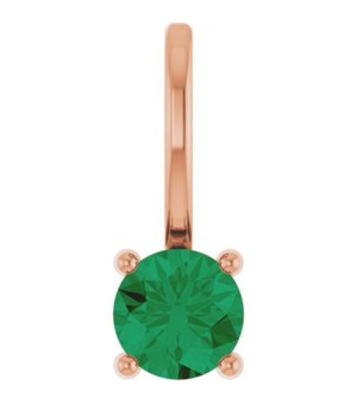 87768 Pendant Set 14K Rose Round Lab-Grown Emerald 4 Mm Polished Lab Grown Emerald Pendant