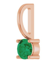 87768 Pendant Set 14K Rose Round Lab-Grown Emerald 4 Mm Polished Lab Grown Emerald Pendant