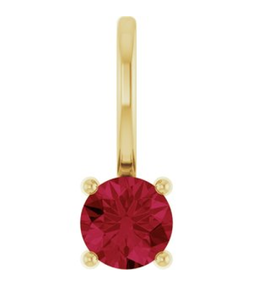 87768 Pendant Set 14K Yellow Round Lab-Grown Ruby 4 Mm Polished Lab Grown Ruby Pendant