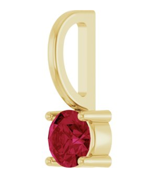 87768 Pendant Set 14K Yellow Round Lab-Grown Ruby 4 Mm Polished Lab Grown Ruby Pendant
