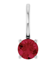 87768 Pendant Set 14K White Round Lab-Grown Ruby 4 Mm Polished Lab Grown Ruby Pendant