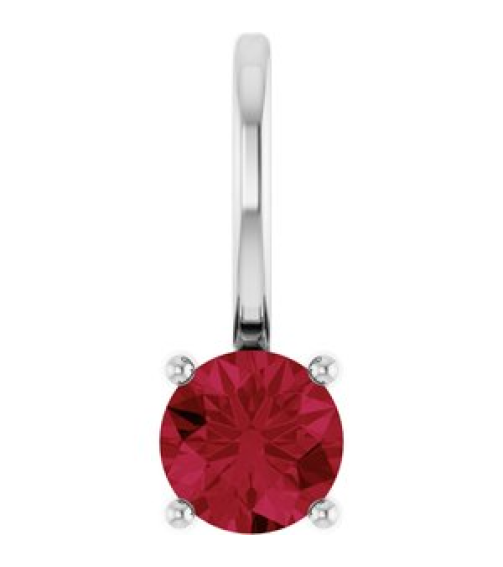 87768 Pendant Set Sterling Silver Round Lab-Grown Ruby 4 Mm Polished Lab Grown Ruby Pendant