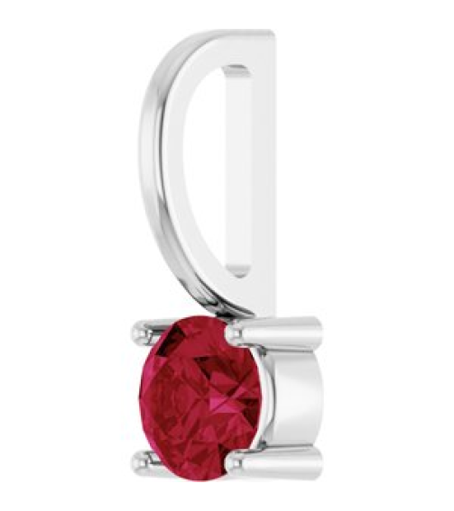 87768 Pendant Set Sterling Silver Round Lab-Grown Ruby 4 Mm Polished Lab Grown Ruby Pendant