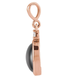 87438 Pendant Set 14K Rose Oval Natural Black Onyx 12 X 10Mm 0.03 Ct Natural Diamond I1, G-H Polished Natural Onyx And .03 Ct Natural Diamond Bezel-Set Cabochon Pendant