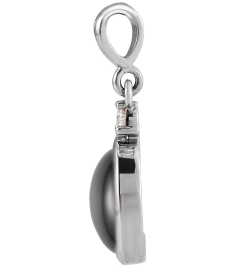 87438 Pendant Set 14K White Oval Natural Black Onyx 10 X 8Mm 0.03 Ct Natural Diamond I1, G-H Polished Natural Onyx And .03 Ct Natural Diamond Bezel-Set Cabochon Pendant