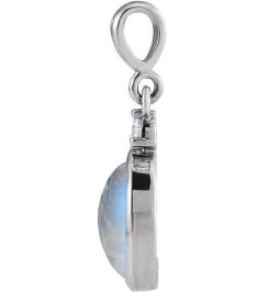 87438 Pendant Set 14K White Oval Natural Rainbow Moonstone 10 X 8Mm 0.03 Ct Natural Diamond I1, G-H Polished Natural Rainbow Moonstone And .03 Ct Natural Diamond Bezel-Set Cabochon Pendant