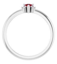 72435 Ring Set 14K White Natural Ruby Trillion 3 X 3 X 3 Mm Natural Diamond Polished Natural Ruby And .015 Ctw Natural Diamond Ring