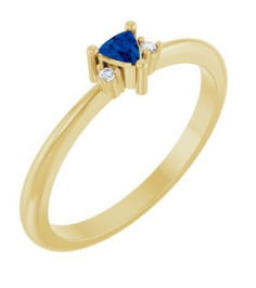 72435 Ring Set 14K Yellow Lab-Grown Blue Sapphire Trillion 3 X 3 X 3 Mm Natural Diamond Polished Lab-Grown Blue Sapphire And .015 Ctw Natural Diamond Ring