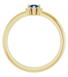 72435 Ring Set 14K Yellow Lab-Grown Blue Sapphire Trillion 3 X 3 X 3 Mm Natural Diamond Polished Lab-Grown Blue Sapphire And .015 Ctw Natural Diamond Ring