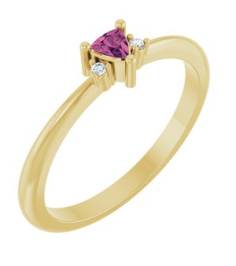 72435 Ring Set 14K Yellow Natural Pink Tourmaline Trillion 3 X 3 X 3 Mm Natural Diamond Polished Natural Pink Tourmaline And .015 Ctw Natural Diamond Ring