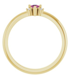72435 Ring Set 14K Yellow Natural Pink Tourmaline Trillion 3 X 3 X 3 Mm Natural Diamond Polished Natural Pink Tourmaline And .015 Ctw Natural Diamond Ring