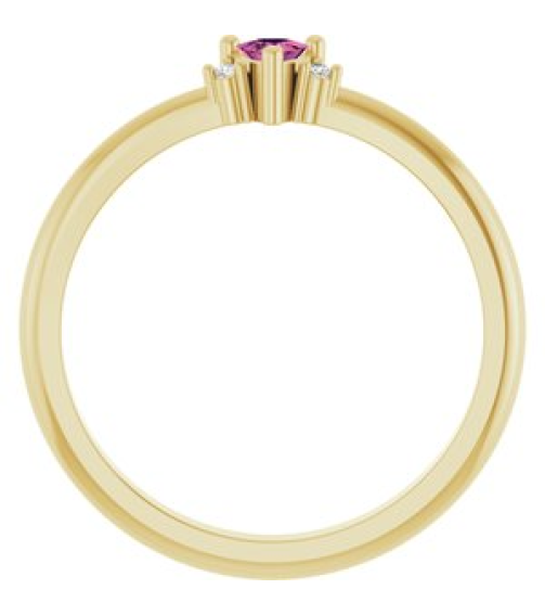 72435 Ring Set 14K Yellow Natural Pink Tourmaline Trillion 3 X 3 X 3 Mm Natural Diamond Polished Natural Pink Tourmaline And .015 Ctw Natural Diamond Ring